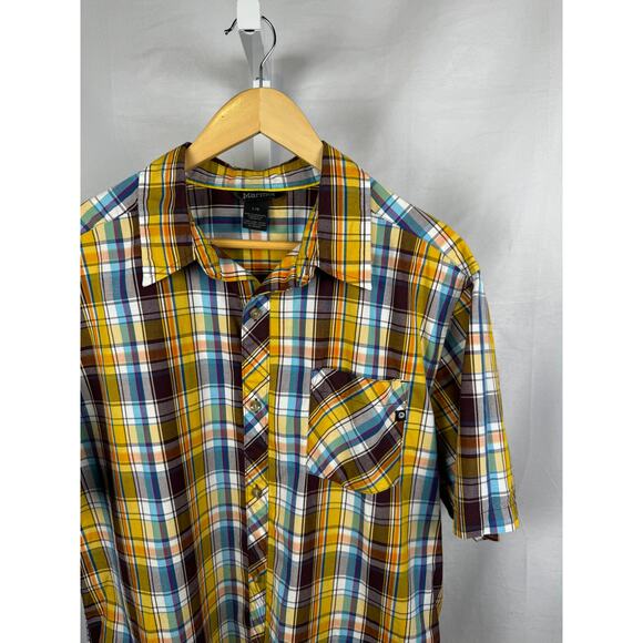 Marmot Men's Short Sleeve Button Front Plaid Shirt Size Large - Picture 2 of 5